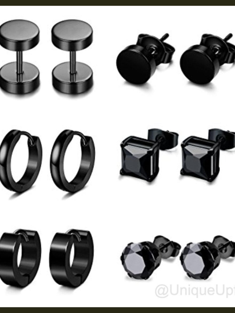 6 Pairs Hypoallergenic Stainless Steel Earrings Hoop Stud Set for Men Women